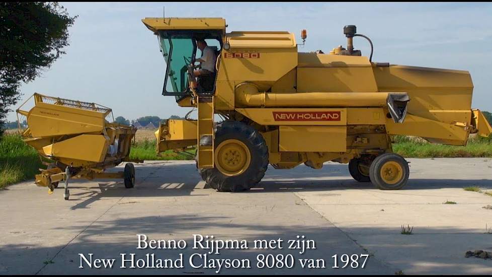 Benno Rijpma dorst bij 80 jarige Heringa Eemshaven New Holland Clayson 8080  film Jan Rijpma