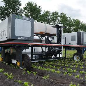 Het Deense bedrijf AgroIntelli introduceert op de Innovatiedag zijn Robotti, een autonome werktuigendrager. Johan Booij van Wageningen UR erkent de moeilijkheid van het leren herkennen van de goede en de foute planten. De computer is via een algoritme gel